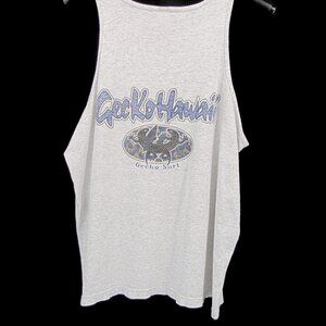 Gecko Surf Hawaii Gray Muscle Tank Top XL 90s Athletic Apparel Activewear Logo